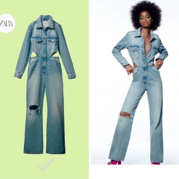 Zara full length blue denim jumpsuit with side cut-outs
NWT Bloggers favorite S - Picture 5 of 11